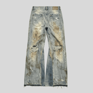 Wholesale Dirty-Wash Distressed Baggy Denim Jeans – Custom Streetwear Pants OEM/ODM