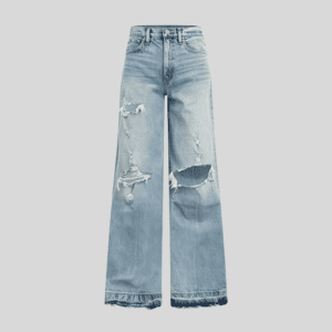 Wholesale Distressed Baggy Denim Jeans – Custom Streetwear Wide-Leg Pants OEM/ODM
