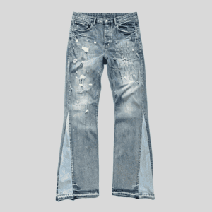 Wholesale Paneled & Distressed Denim Jeans – Custom Streetwear Flare Pants OEM/ODM