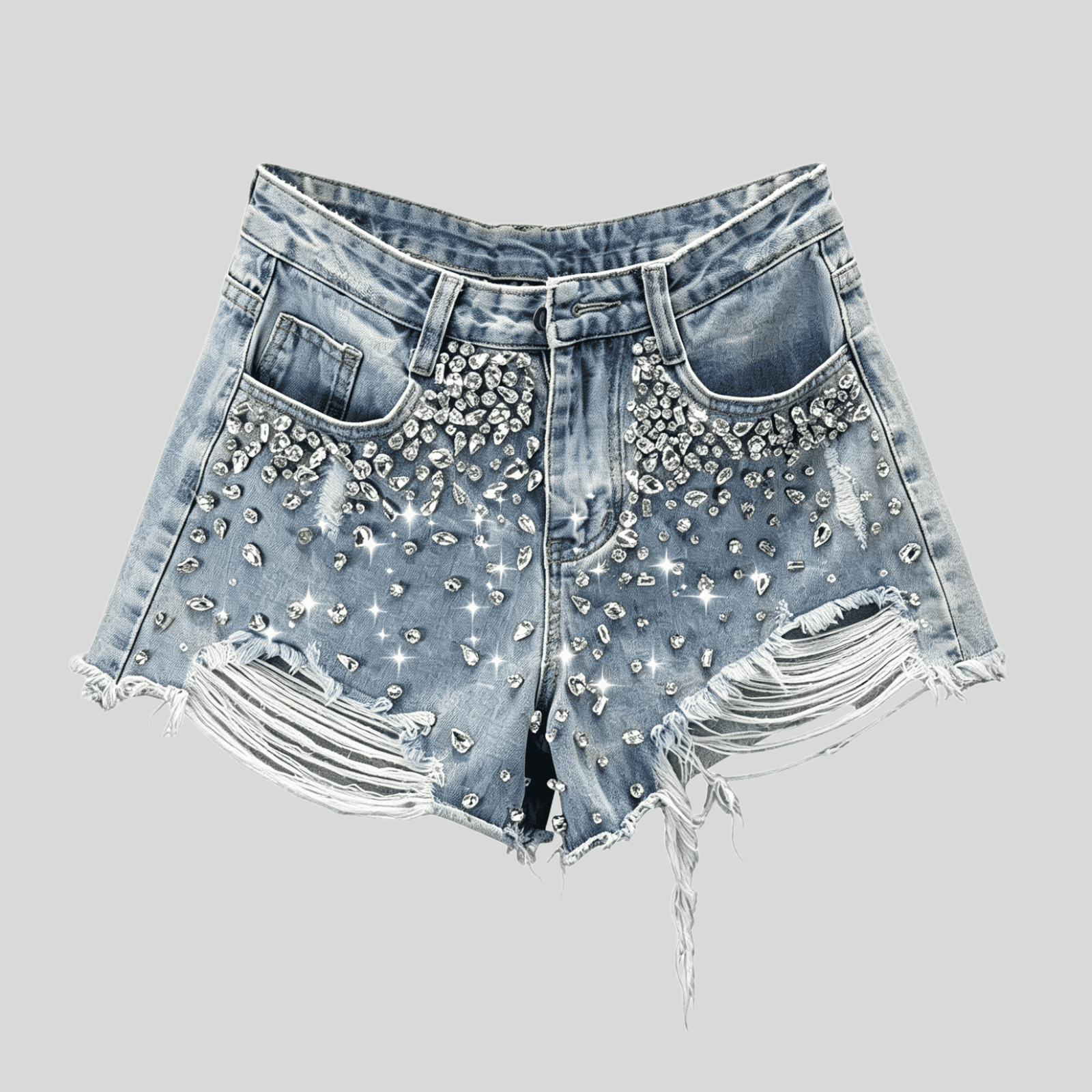 wholesale-rhinestone-distressed-denim-shorts-custom-streetwear-glitz-shorts-oem-odm