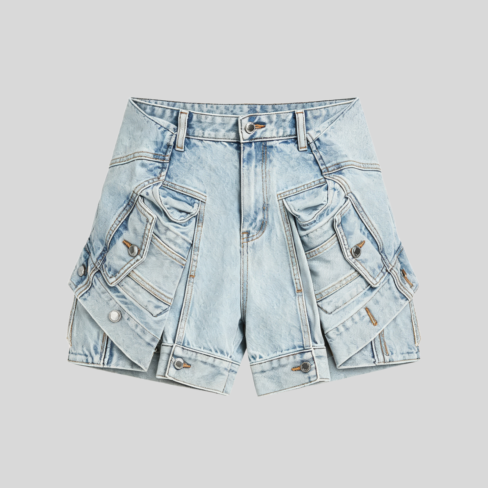 wholesale-denim-jacket-tie-shorts-custom-streetwear-utility-shorts-oem-odm