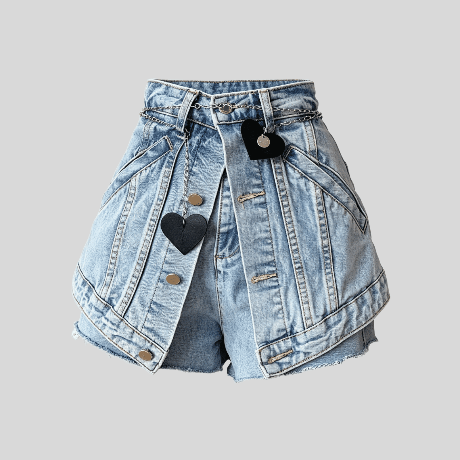 wholesale-deconstructed-denim-shorts-custom-streetwear-skirt-over-shorts-oem-odm
