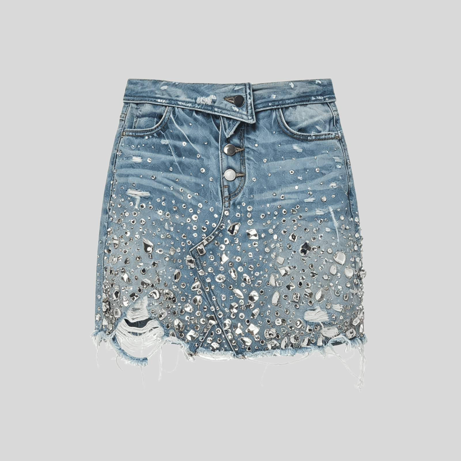 wholesale-rhinestone-embellished-distressed-denim-skirt-custom-streetwear-skirt-oem-odm