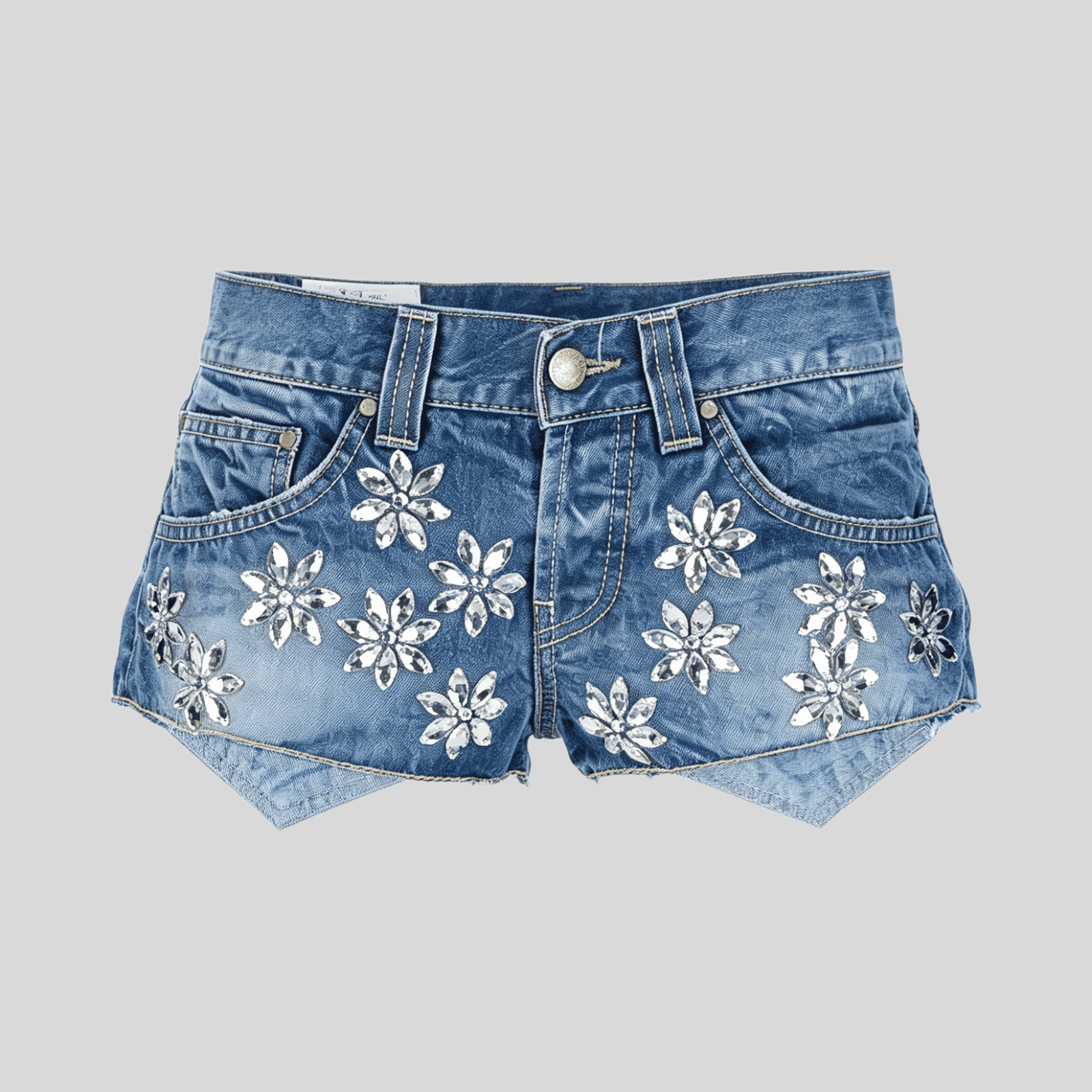 wholesale-crystal-flower-denim-shorts-custom-streetwear-glitz-shorts-oem-odm