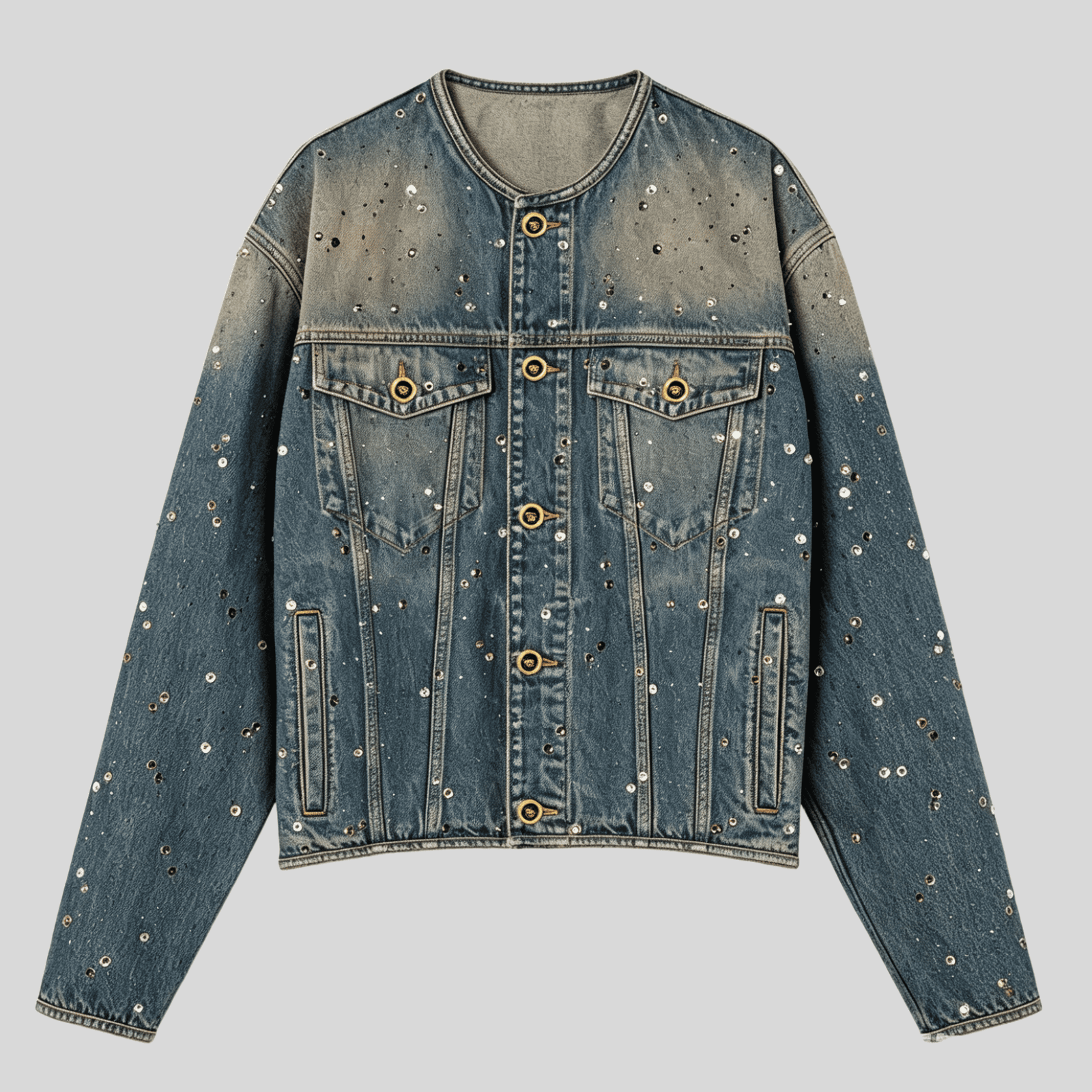 wholesale-rhinestone-studded-collarless-denim-jacket-custom-streetwear-outerwear-oem-odm